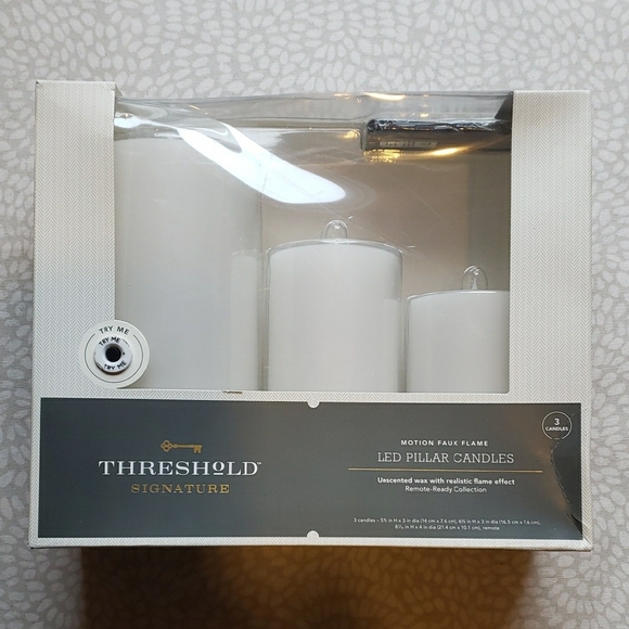 Threshold Signature LED Pillar Candles New in Box - Picture 1 of 8